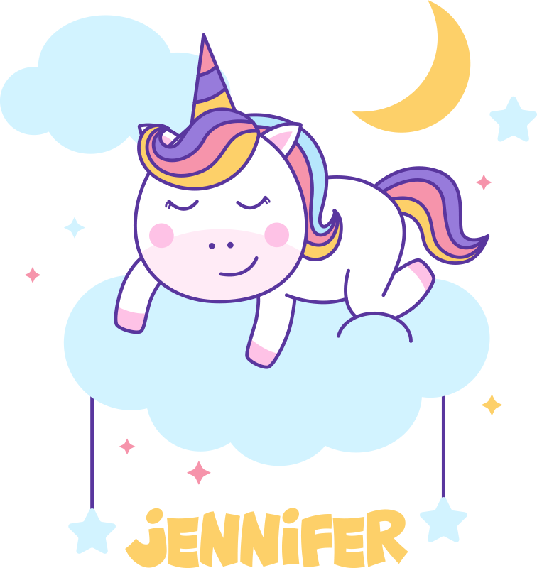 Alfombra vinílica animales unicornio durmiendo arcoíris - TenVinilo