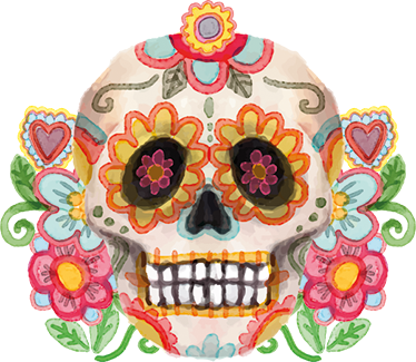 Alfombra vinílica halloween calavera floral acuarelada - TenVinilo