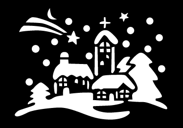 Alfombra vinílica navidad pueblo blanco y negro - TenVinilo