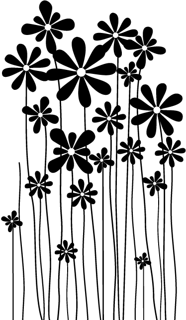 Alfombra vinílica flores grandes negras - TenVinilo