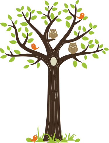 Alfombra vinílica flores búhos y árboles - TenVinilo