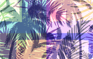 Alfombra vinílica flores patrón retro de palmeras - TenVinilo