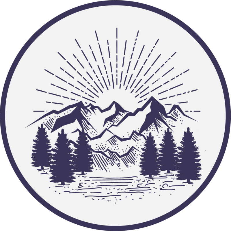 Alfombra vinílica flores paisaje montañés círculo - TenVinilo