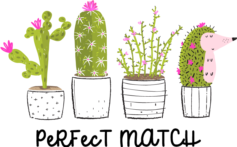 Alfombra vinílica flores combinación perfecta cactus - TenVinilo