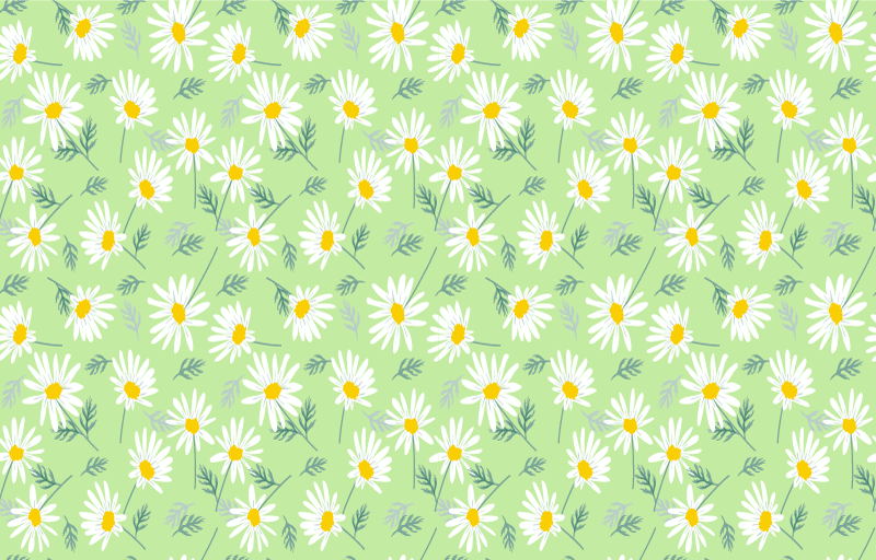 Alfombra vinílica flores patrón con margaritas primavera - TenVinilo