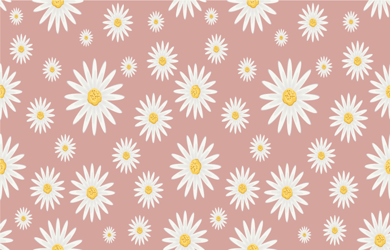 Alfombra vinílica flores diseño de margaritas rosas - TenVinilo