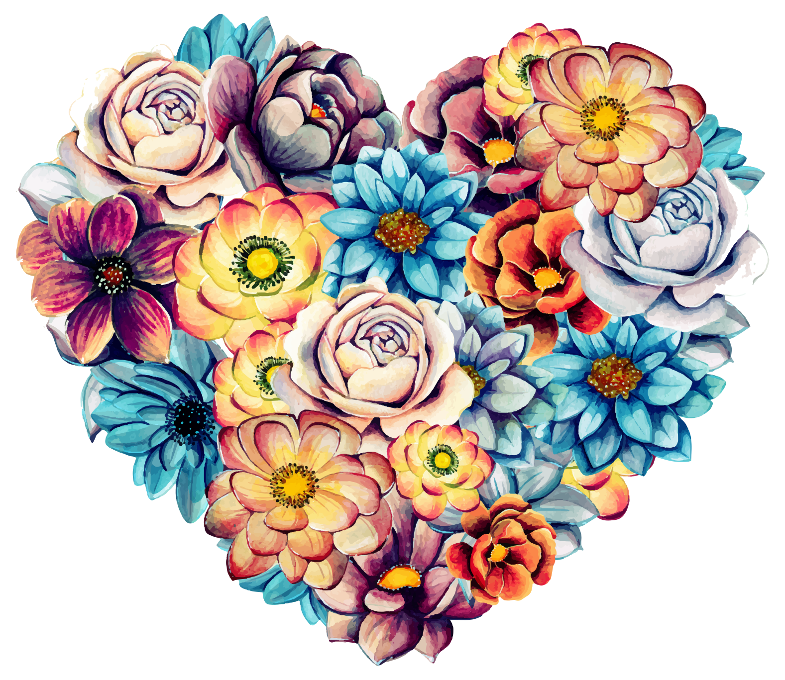 Alfombra vinílica flores corazón hermoso lleno de flores - TenVinilo