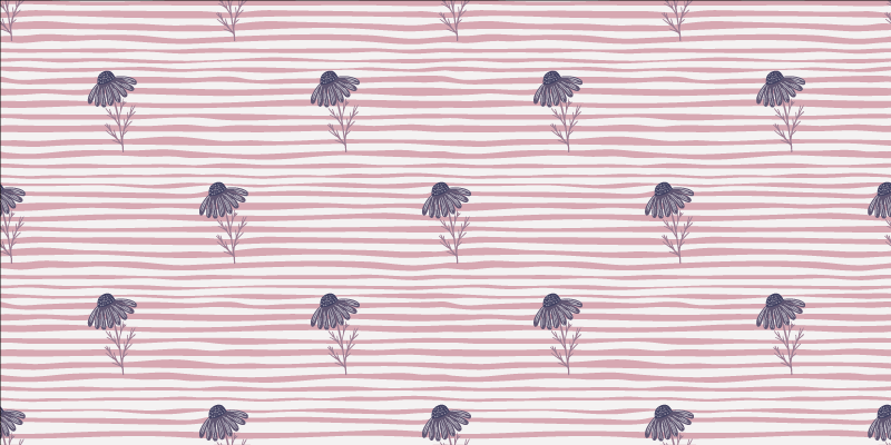 Alfombra vinílica flores con patrón de margaritas moradas - TenVinilo