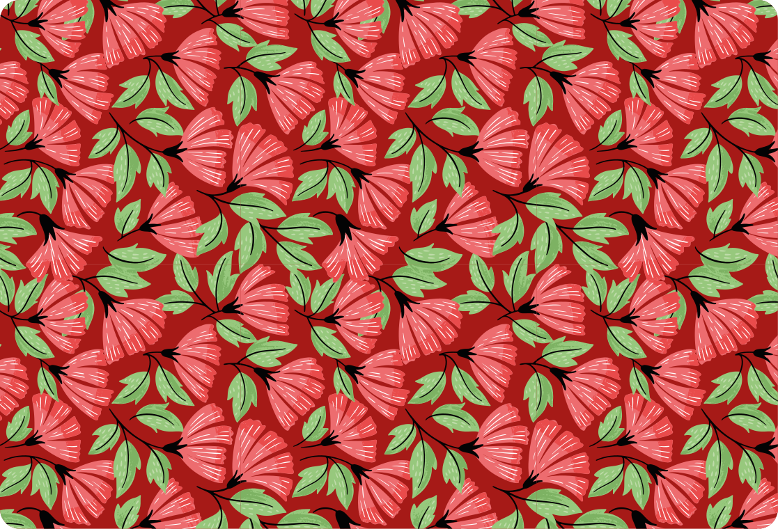 Alfombra vinílica flores patrón vintage rojo - TenVinilo