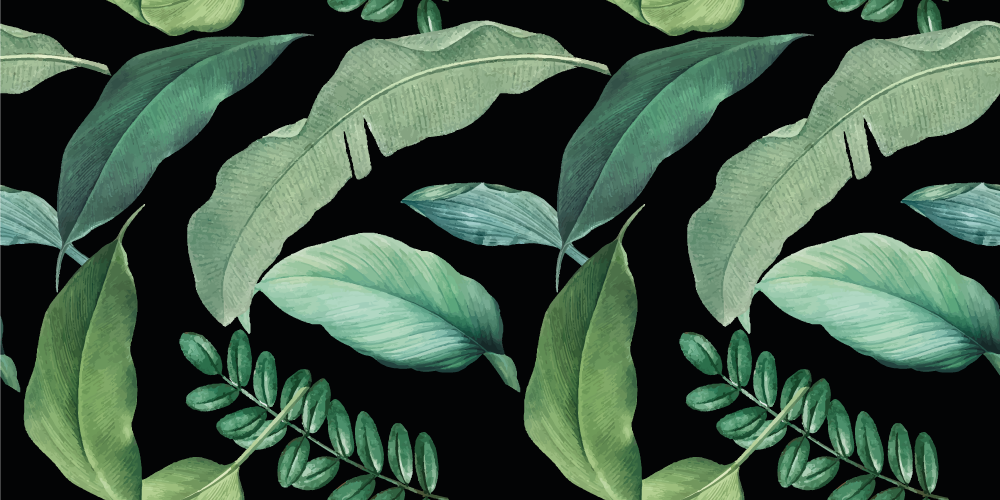 Alfombra vinílica flores hojas de bosque gris oscuro - TenVinilo