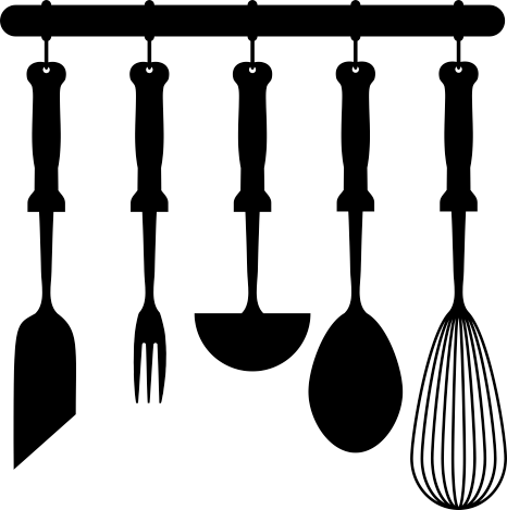 Alfombra vinílica cocina utensilios colgados - TenVinilo