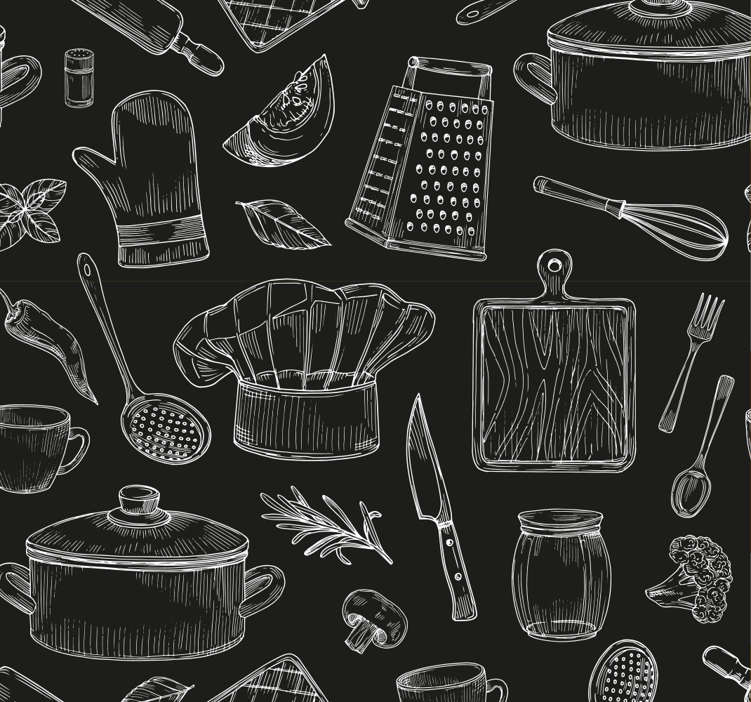 Alfombra vinílica cocina cubiertos elegantes - TenVinilo