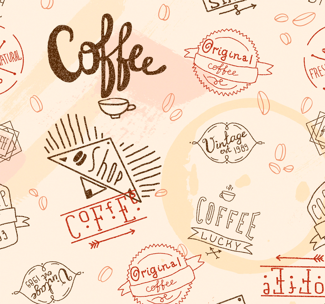 Alfombra vinílica cocina iconos de café - TenVinilo