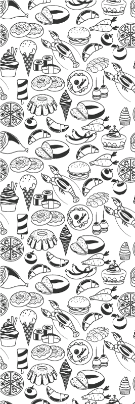Alfombra vinílica cocina dibujo de comida - TenVinilo