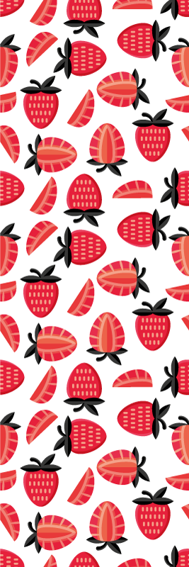 Alfombra vinílica cocina patrón realista fresas rojas - TenVinilo