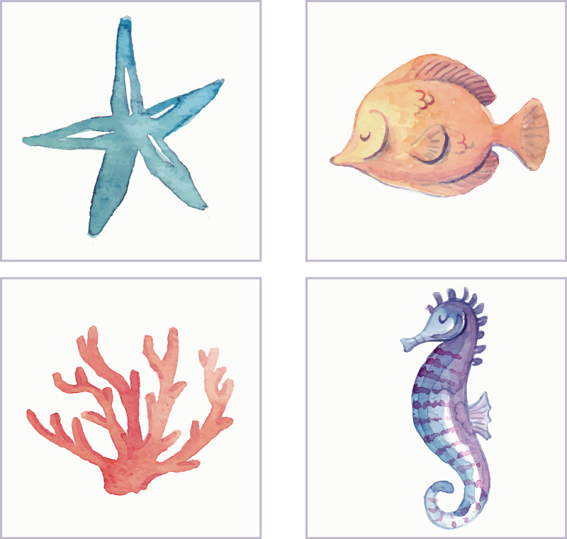 Alfombra vinílica baño vida marina - TenVinilo