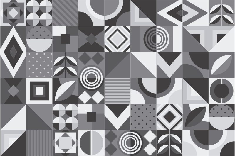 Alfombra vinílica baño azulejos geométricos grises - TenVinilo