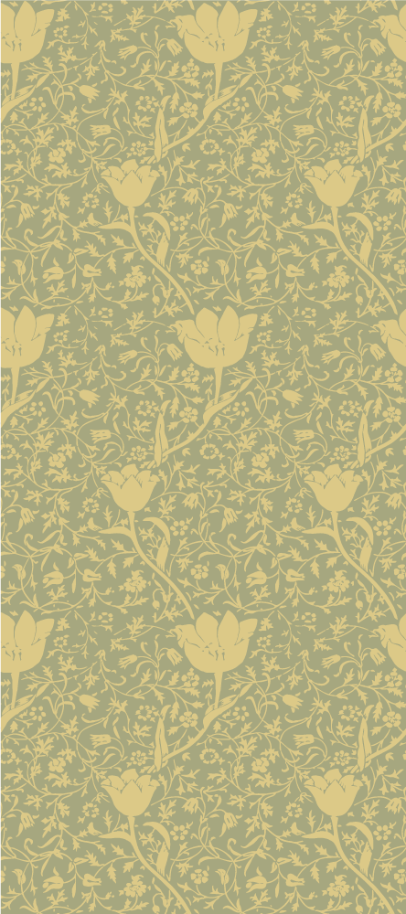 Alfombra vinílica flores patrón floral sutil dorado y verde - TenVinilo