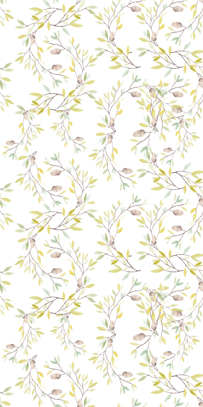 Alfombra vinílica flores diseño de hojas verdes acuareladas - TenVinilo