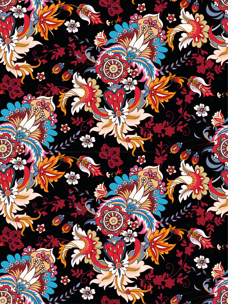 Alfombra vinílica flores arte popular étnico colorido - TenVinilo