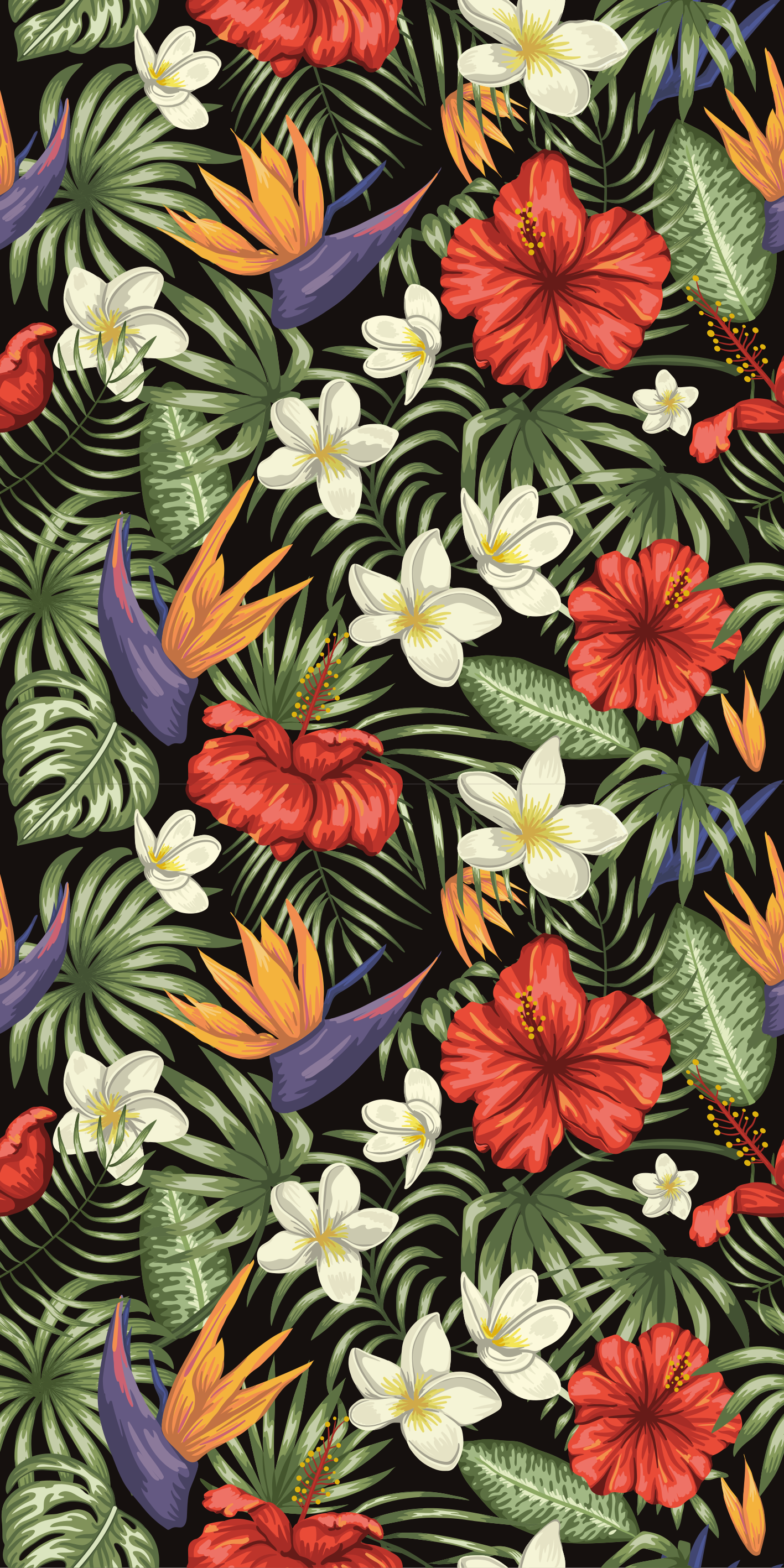 Alfombra vinílica flores diseño plantas tropicales - TenVinilo