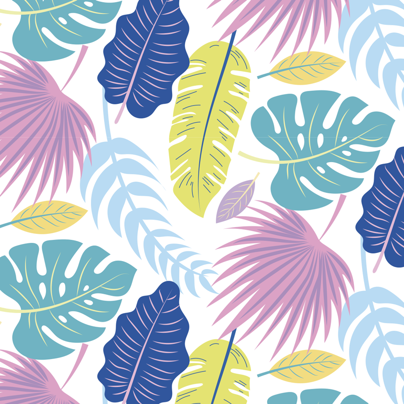 Alfombra vinílica flores con patrones de hojas coloridas - TenVinilo