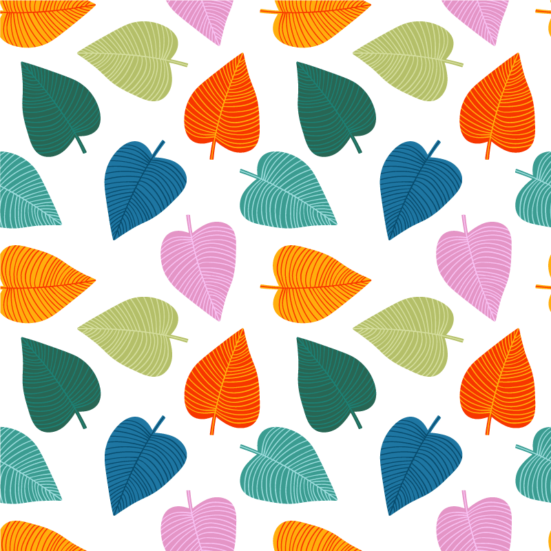 Alfombra vinílica flores motivos de hojas vibrantes - TenVinilo