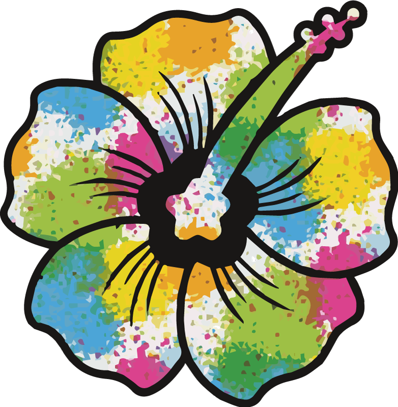Alfombra vinílica dormitorio flor de hibisco colorida - TenVinilo