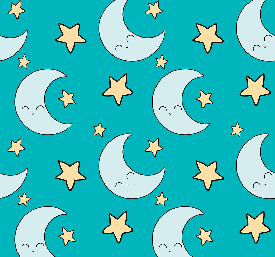 Alfombra vinílica estrellas lunas felices azules - TenVinilo