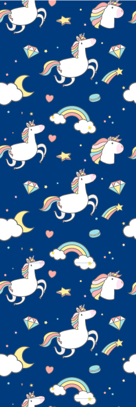 Alfombra vinílica estrellas patrón de unicornios y arcoíris - TenVinilo