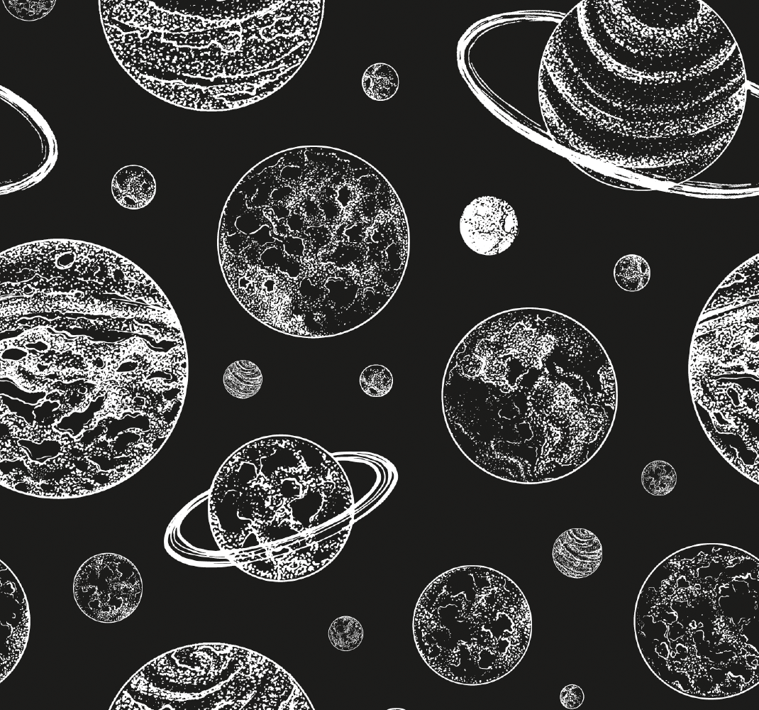 Alfombra vinílica estrellas espacio en blanco y negro - TenVinilo