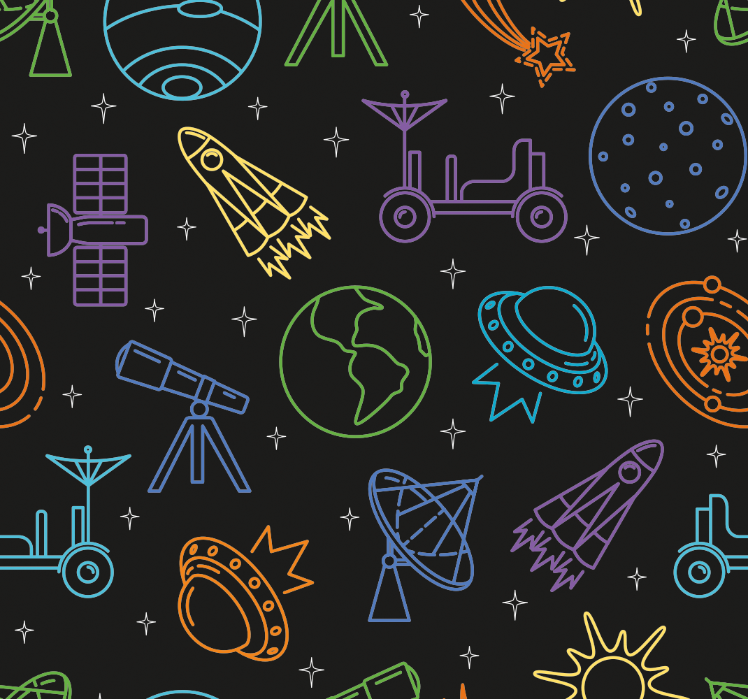Alfombra vinílica estrellas íconos del espacio - TenVinilo