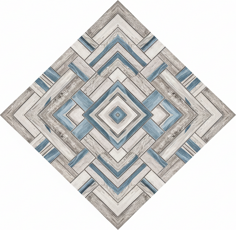 Alfombra vinílica salón azulejos de madera rústica - TenVinilo