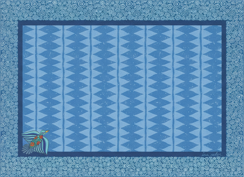 Alfombra vinílica salón patrón pájaros azules - TenVinilo