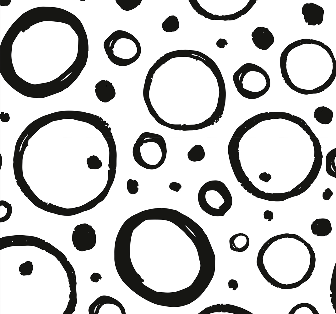 Alfombra vinílica geométrica diseño circular blanco y negro - TenVinilo