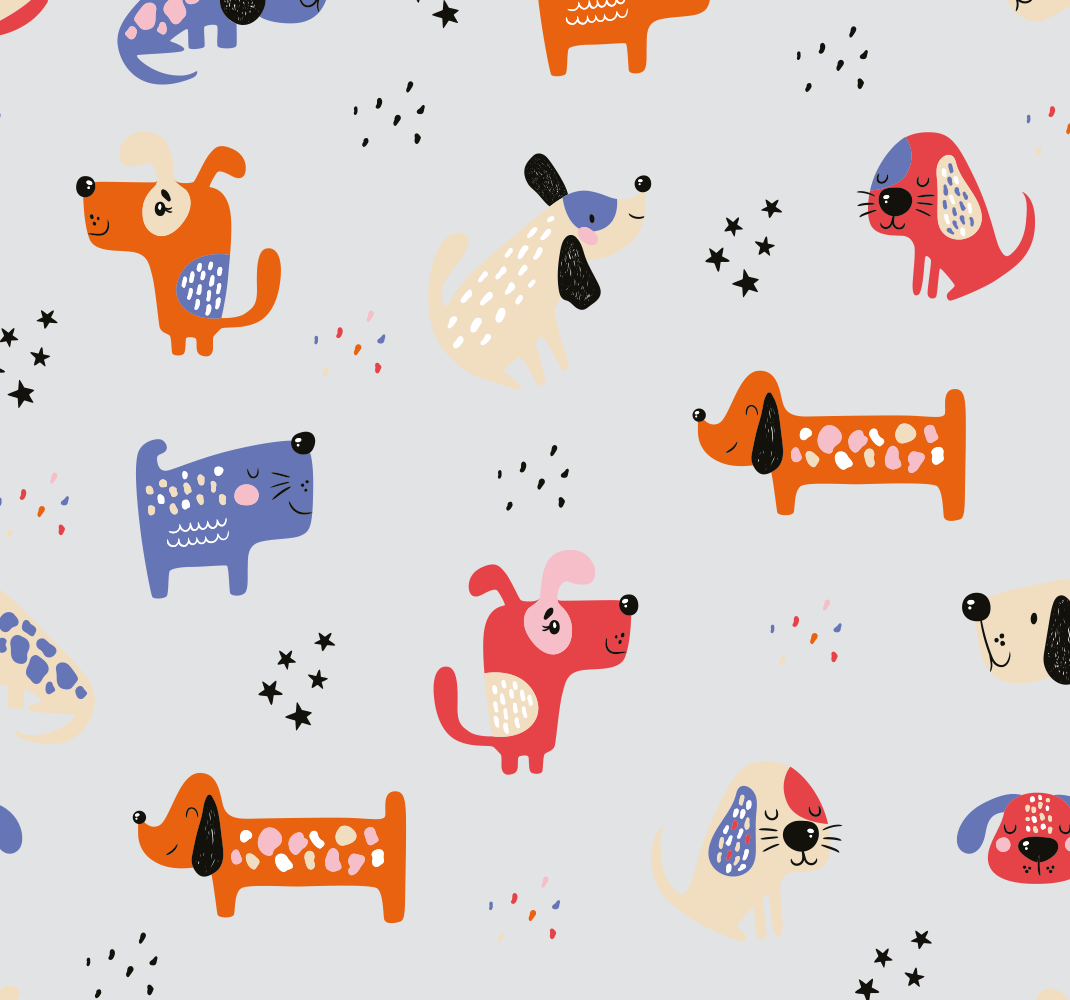 Alfombra vinílica dormitorio perros ilustrados - TenVinilo