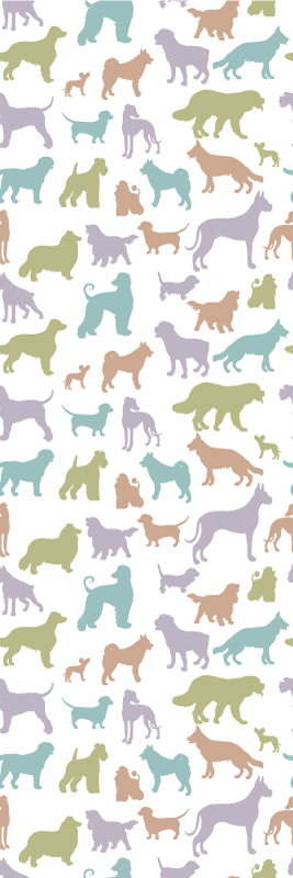 Alfombra vinílica dormitorio siluetas de perros pastel - TenVinilo