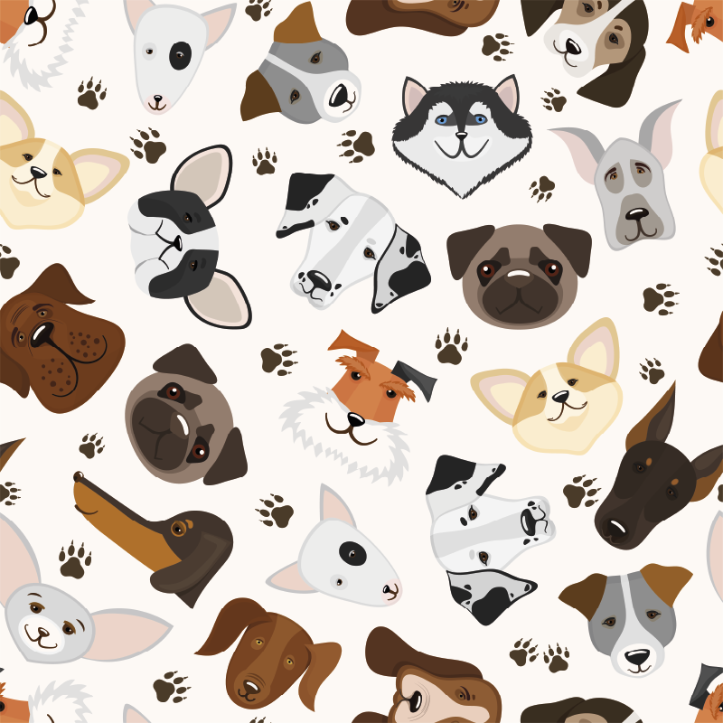 Alfombra vinílica dormitorio con diseño de perritos - TenVinilo