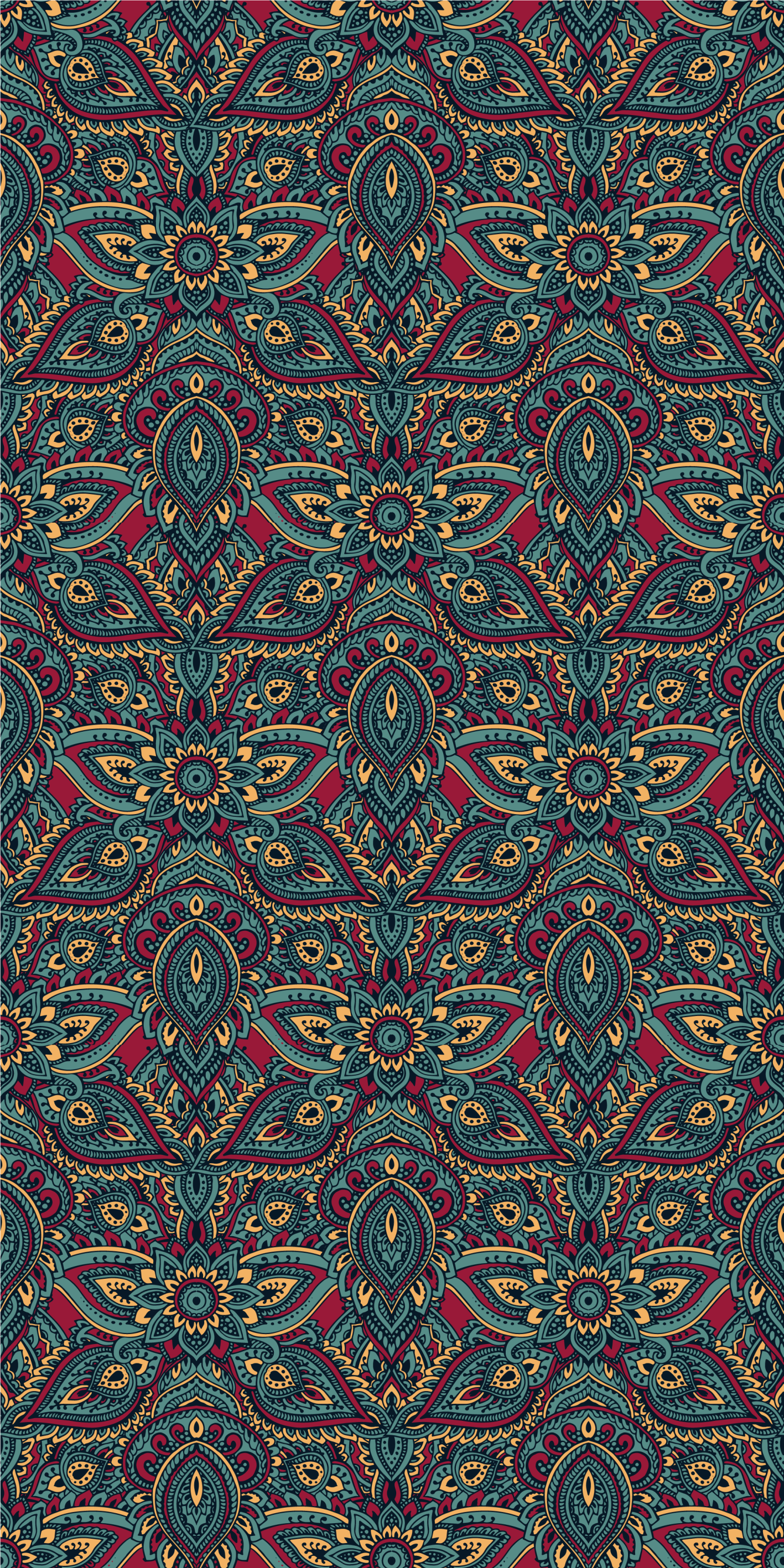 Alfombra vinílica dormitorio patrón indio rojo - TenVinilo