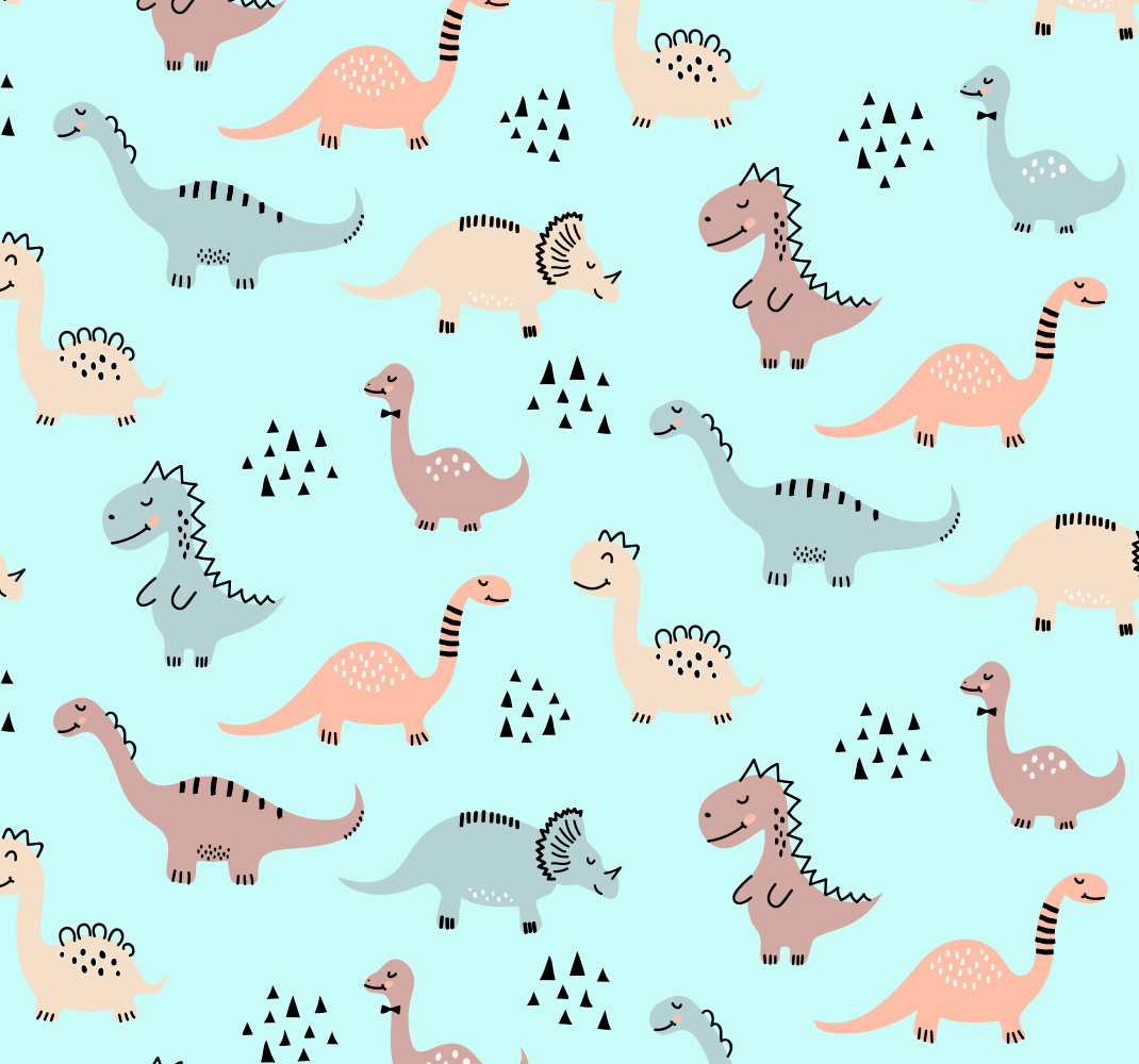 Alfombra vinílica dormitorio fondo azul con dinosaurios - TenVinilo