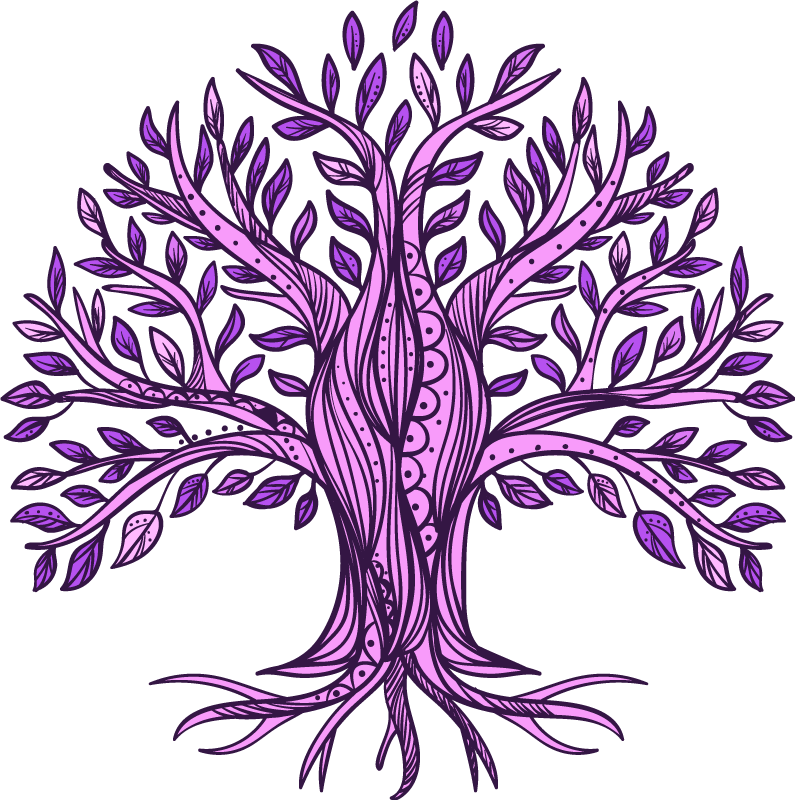 Alfombra vinílica naturaleza patrón árbol de la vida púrpura - TenVinilo