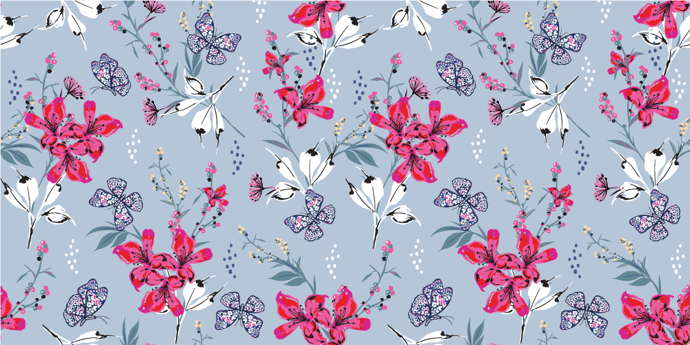 Alfombra vinílica naturaleza diseño mariposas florales - TenVinilo