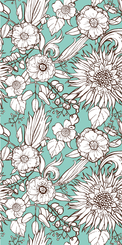 Alfombra vinílica naturaleza patrón floral pantalla - TenVinilo
