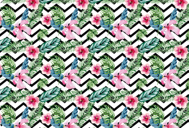 Alfombra vinílica flores zigzag líneas tropicales - TenVinilo