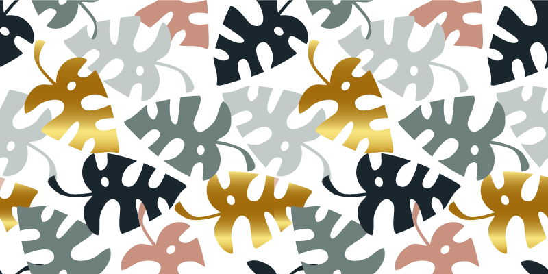 Alfombra vinílica flores hojas doradas y multicolores - TenVinilo