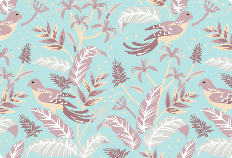 Alfombra vinílica flores azul y rosa - TenVinilo