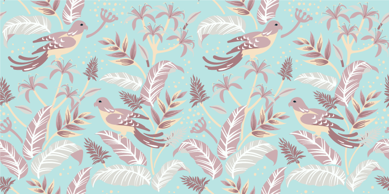 Alfombra vinílica flores patrón flora azul y rosa - TenVinilo