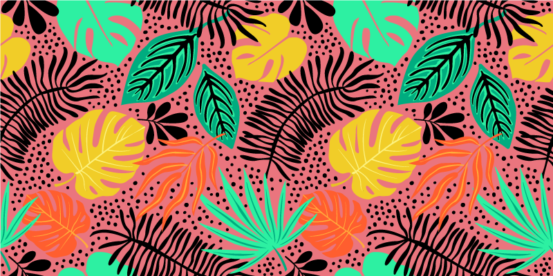 Alfombra vinílica flores componentes de follaje alegre - TenVinilo