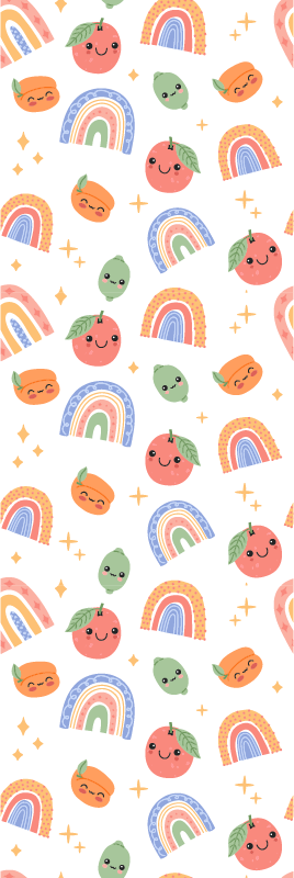Alfombra vinílica dormitorio frutas con caras adorables - TenVinilo