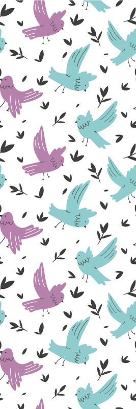 Alfombra vinílica dormitorio ilustración de aves y plantas - TenVinilo